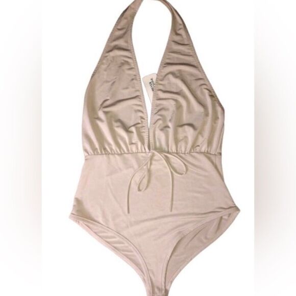 Forever 21 gold silky spandex body suit size Large NWT - Picture 1 of 3